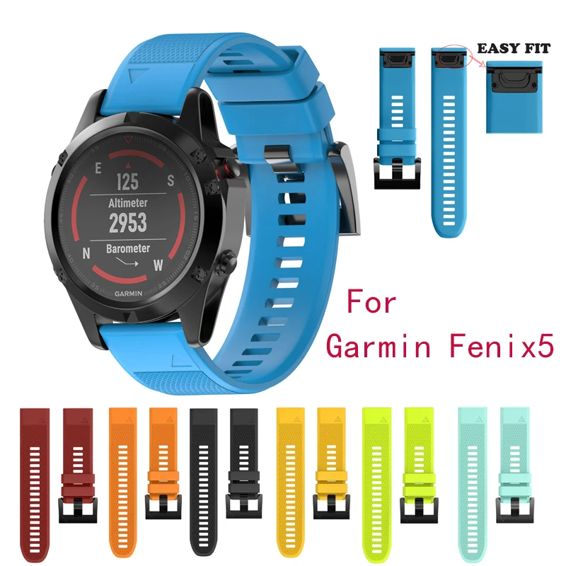 

22mm Width Outdoor Sport watch band Easy Fit Silicone Strap Watchband for Garmin Band, Silicone Band for Garmin Fenix 5