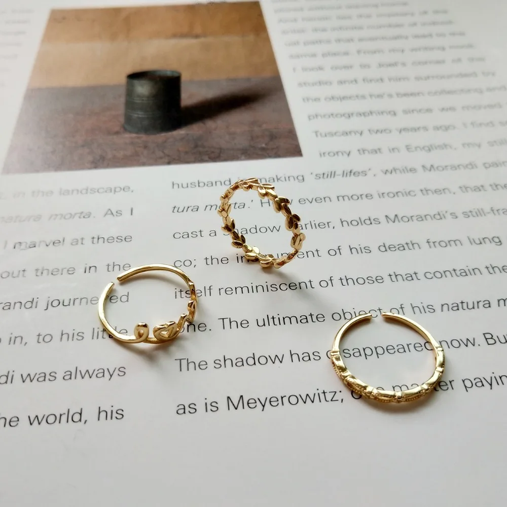 925 Sterling Silver Rings for Women Gold Color Female Ring Wave Opening Ring Adjustable LOVE Wedding Rings Fashion Jewelry12