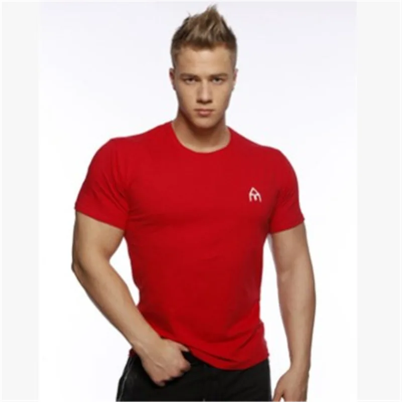 

2019 New leisure fashion sports fitness short sleeve men summer fast dry breathable O collar t shirt hot sale 4 colors