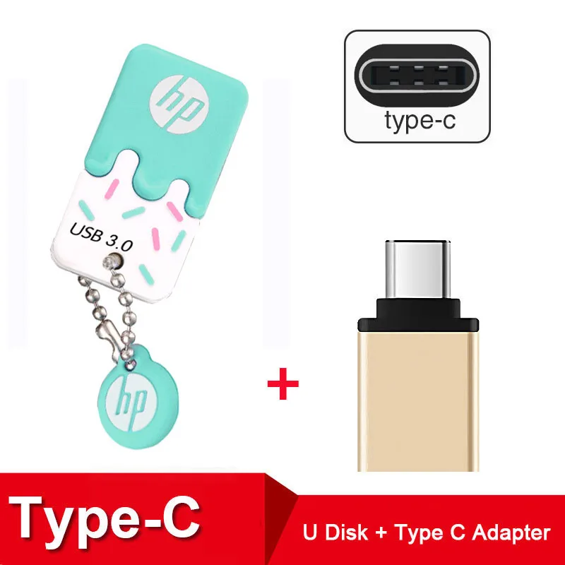 Hp USB флэш-накопитель 16gb 32gb 64g Cle USB 3,0X778 W силиконовая карта памяти, Флеш накопитель, миниатюрный флеш-накопитель U диск на ключ DJ Thumb Driver - Цвет: X778W Plus Type C