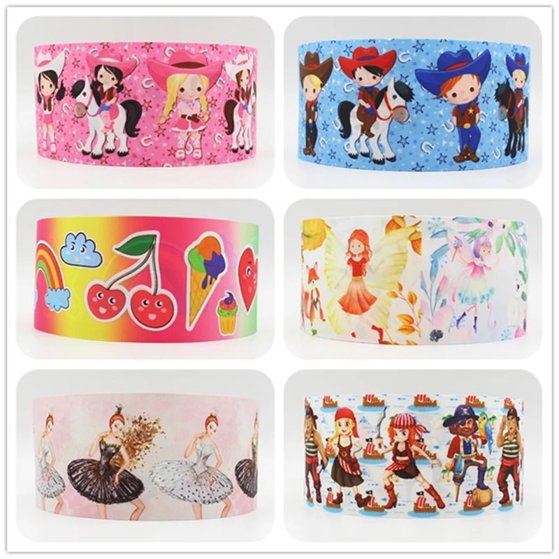 

Q&N ribbon 16mm 22mm 25mm 38mm 50mm 75mm cartoon printed grosgrain ribbon webbing 50yards/roll for hair tie free shipping
