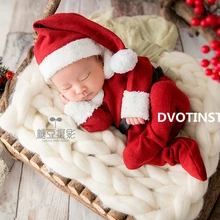 Dvotinst/реквизит для фотосессии новорожденных; вязаная шапка+ комбинезон; аксессуары для фотосессии; Рождественский костюм Санта-Клауса; студийная фотосессия
