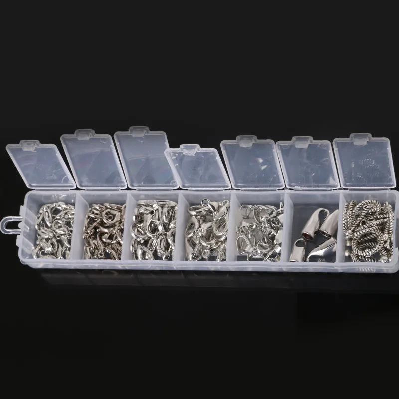 

Sale! 300 pcs Rhodium Plated Lobster Clasps Bail Beads Toggle Beads Kit Accessories for DIY Jewelry Findings
