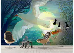 3d фото обои на заказ 3d фрески обои для цветы moon lake играть чайки Установка отделка стен 3d комната обои