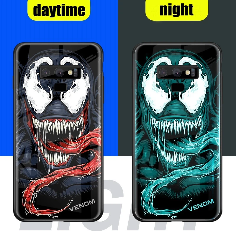 

Luminous Tempered Glass Phone Case For Samsung Galaxy S10 S8 S9 Plus S10 E Note 8 9 S10+ Case Luxury Back Capa Glass Case Marvel