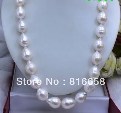 

Free shipping@@Genuine Cultured Freshwater White BAROQUE Pearl Necklace 11-13mm/35" 6.09