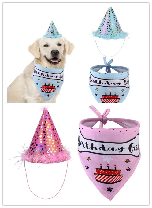 

usd3.98/set Dog Bandana Bibs Head Scarf Doggie Neckerchief Pet Cat Puppies Accessories Birthday Party cap cute hat 3sets/lot