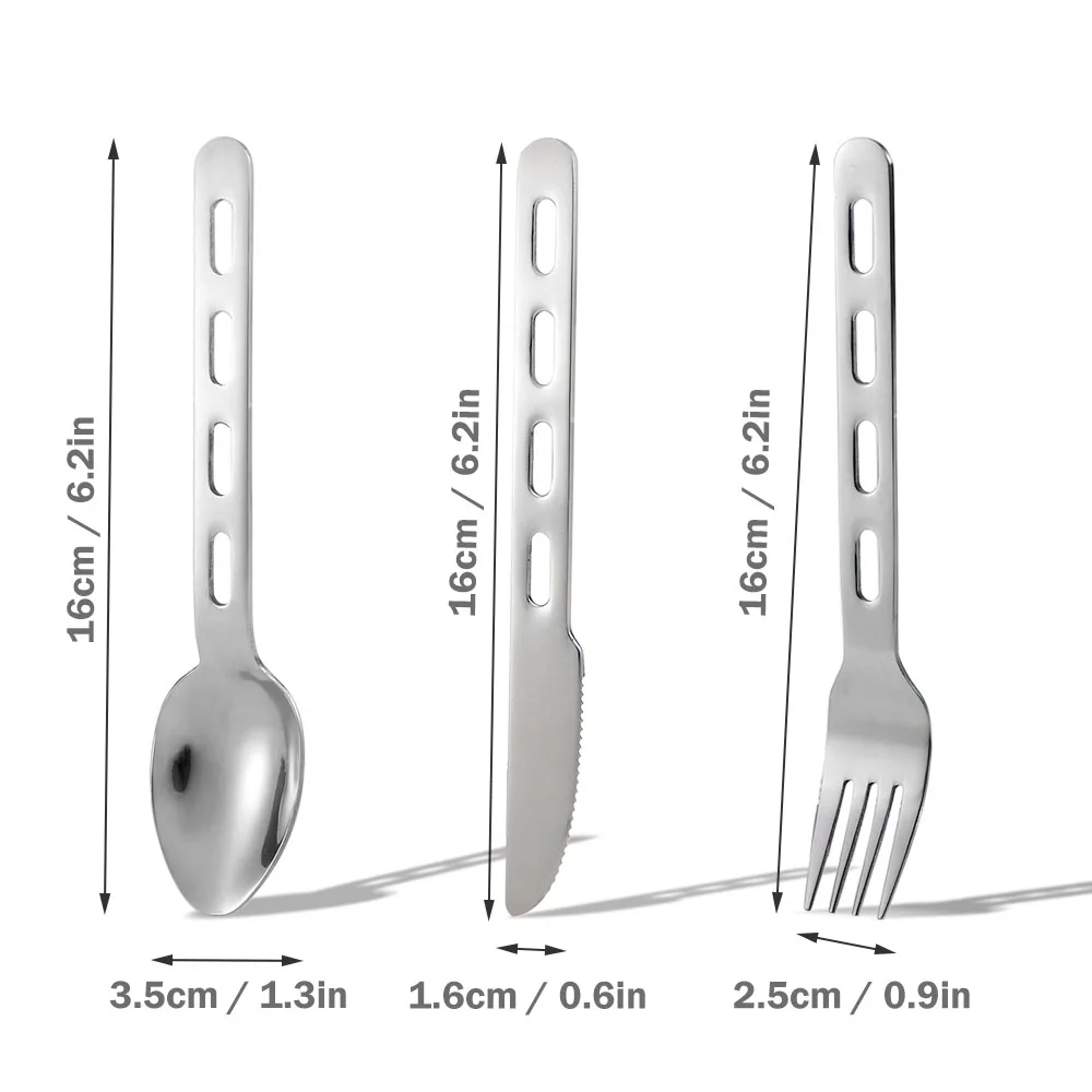 Bolsillo de acero inoxidable Kit cubiertos tenedor cuchara cortador Set vajilla cocina Camping Picnic senderismo viaje cuchillería