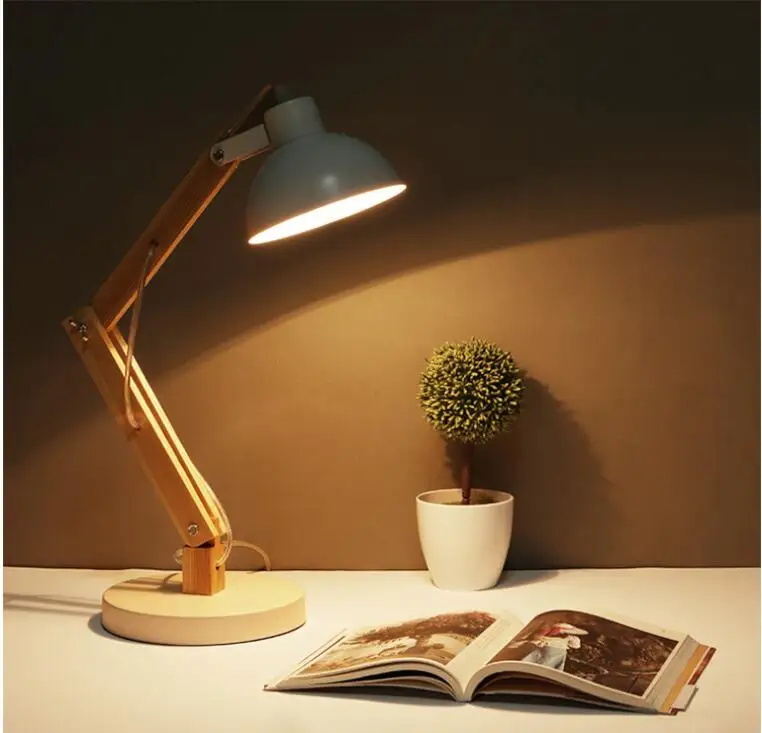 Настольная лампа В индустриальном стиле, Минималистичная деревянная настольная лампа, гостиная, журнальный столик, офис, Студенческая
