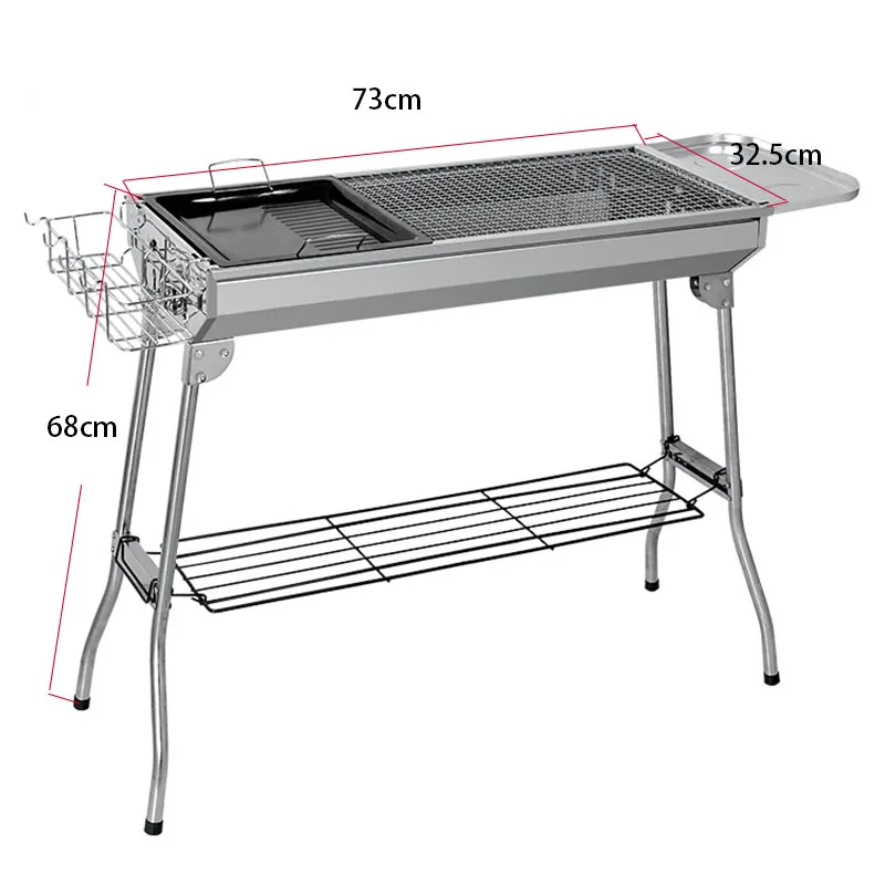Складной гриль из нержавеющей стали для барбекю, бытовые грили на древесном угле, барбекю для кемпинга, портативные принадлежности для барбекю, инструменты для жарки мяса