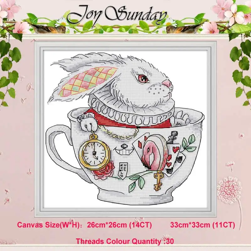 

Rabbit cups cartoon counted 11CT 14CT Cross Stitch Set DIY DMC Chinese Cross-stitch Kit Embroidery Needlework Home Decor