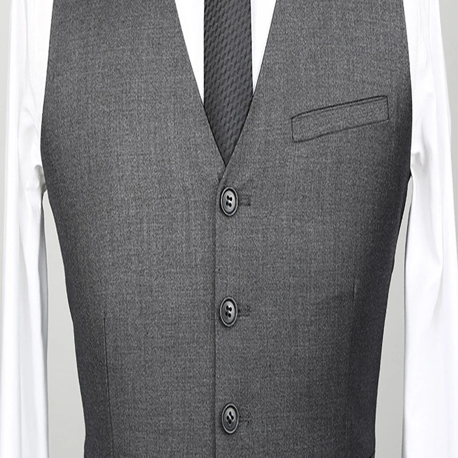 Grey Formal Classic Business Suits Slim Fit Suits for Men Notched Lapel Single Breasted Two Buttons Weeding Suits 3Pcs Suits