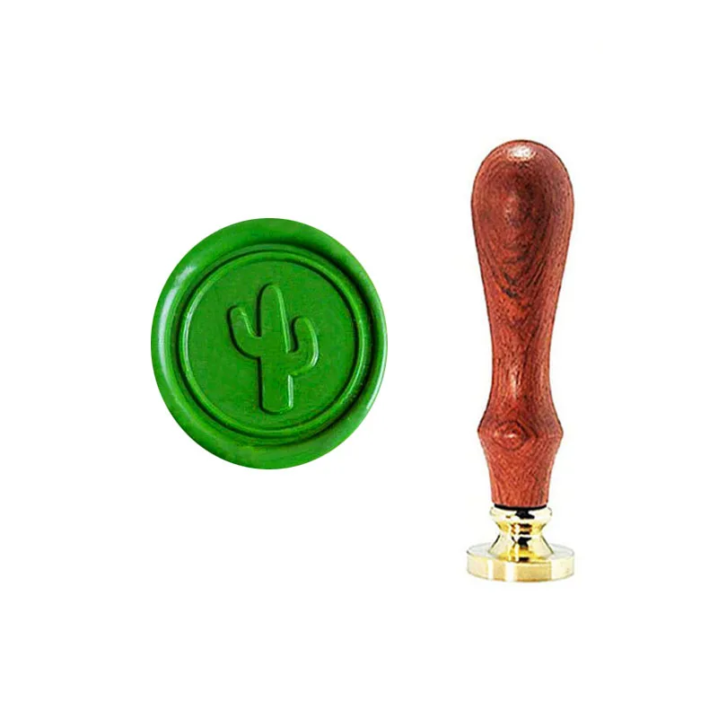 1 wax seal stamp Подпись на заказ Винтаж кактус изображение на заказ логотип Свадебное приглашение воск уплотнение штамп Палисандр Ручка Комплект - Цвет: 1 wax seal stamp