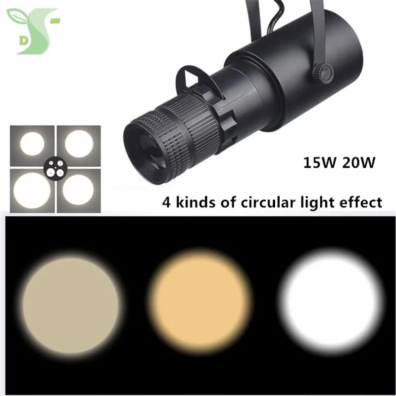 

15w 20w cob spotlights LED Track light Lamp Zoom light lighting 4 kinds of light effects ceiling type track rail type