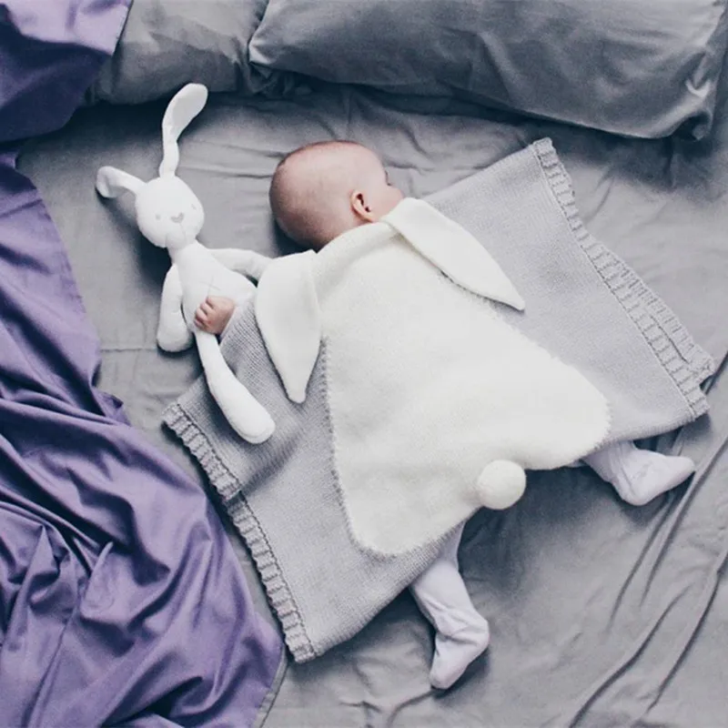 

Baby Blankets Rabbit Ears Crochet Newborn baby Blanket Swaddle Kids Bedding Cover Quilt Appease Soft Babies Photo Props
