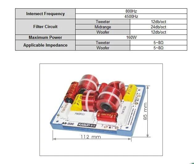 2 шт. KASUN AS-33C 3Way 3 единицы HiFi динамик разделители частоты делитель частоты кроссовер фильтры