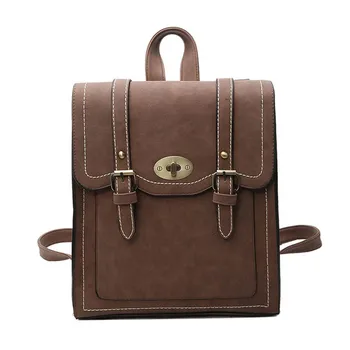 

PU leather Janpanese Vintage Backpack for Girls Youth School Bag Satchel with Flap Women New Brown Black Small Travel Rucksacks