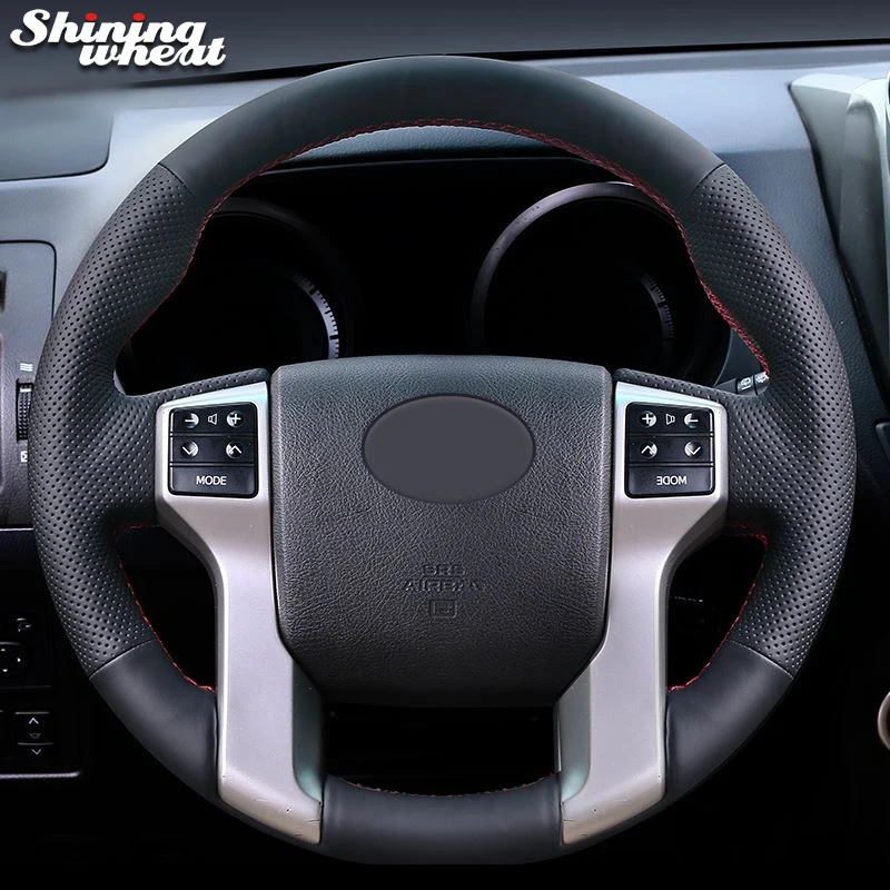 

Shining wheat Genuine Black Leather Steering Wheel Cover for Toyota Land Cruiser Prado 2010 2014 Tundra Tacoma 4Runner