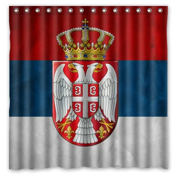 

Serbia Flag Shower Curtain Waterproof Mildewproof Bath Curtain Polyester Bathroom Decor Products With Hook 71*71 inch