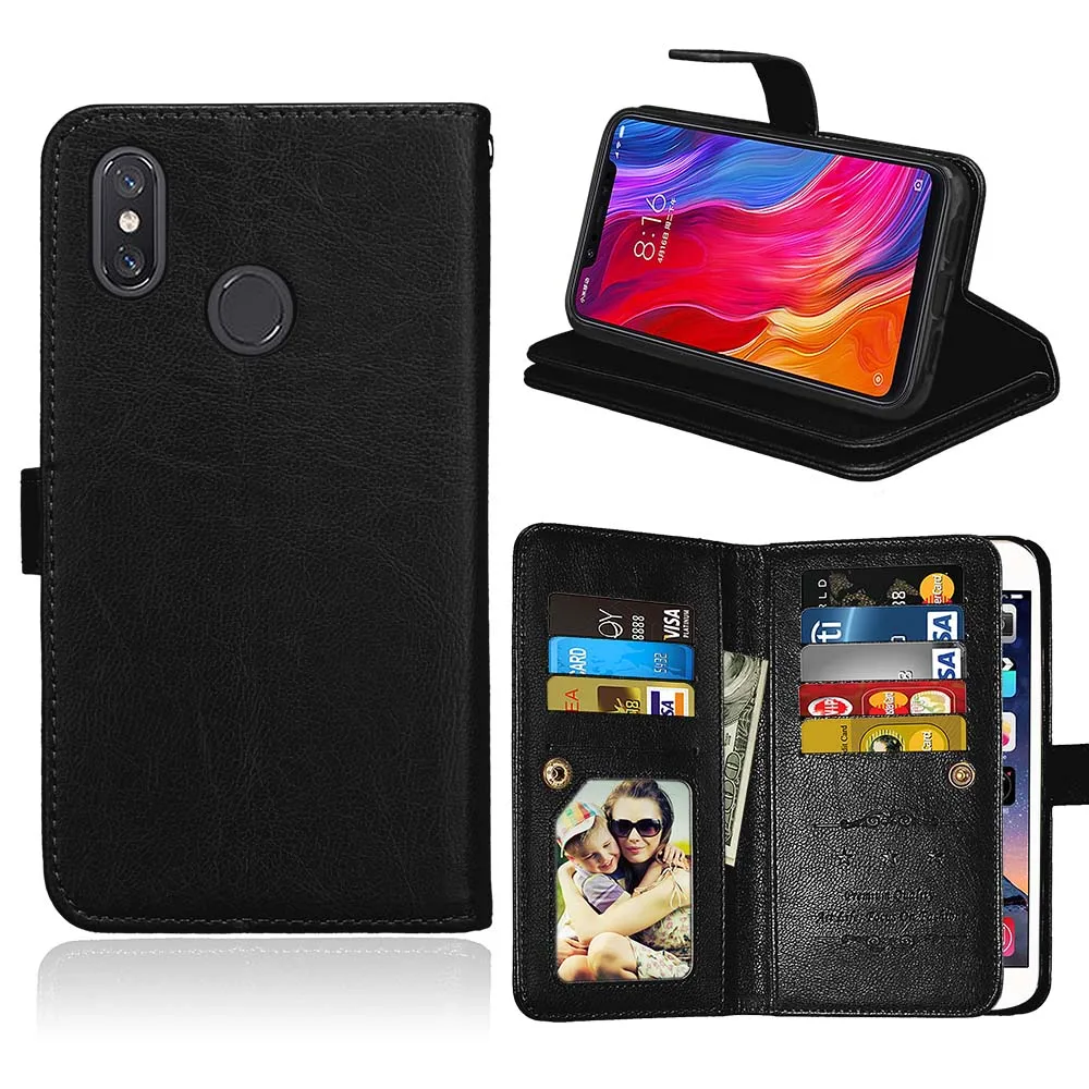 Buy Best 2qI9J 9 Card Slots Flip Wallet Phone Case for Xiaomi Mi A1 A2 Lite 8 SE Redmi 5 Plus 5A 6 6A S2 Note 5 Pro 5A PU Leather Stand Cover