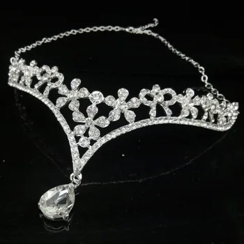 

Crystal Wedding Bridal Indian Tikka Tiara Crown Bride Head Jewelry Women Hair Ornament Bride Hair Jewelry Accessories