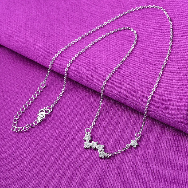 925 пробы Серебряное ожерелье чокер с подвеской и кристаллами в форме звезды для девочек и женщин, массивное ювелирное изделие, подарки dz765