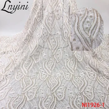 

White Color Sequins Lace Fabrics Latest Bridal Tulle Lace Fabric Fashion African Nigerian Net Lace Fabric with Sequins NI1926