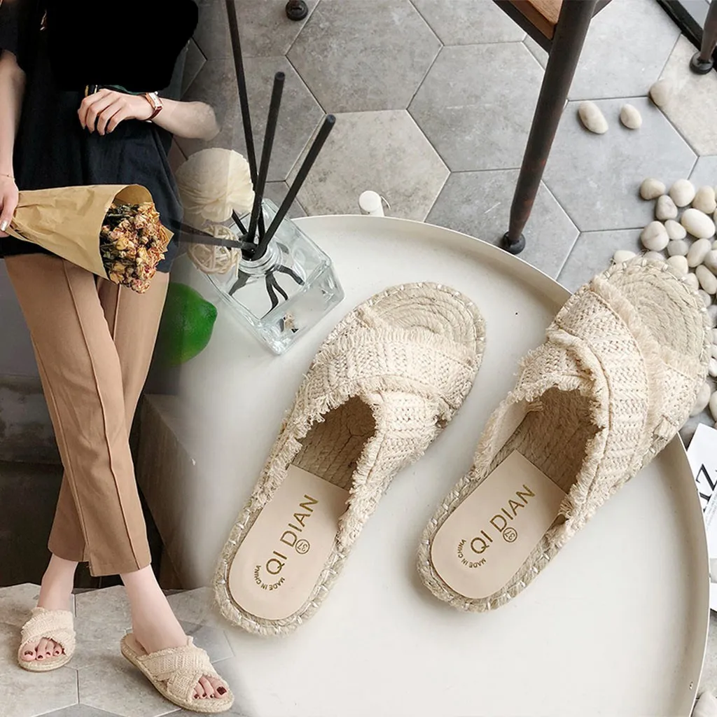 

Women Home Slippers Fashion Shoes Woman Slip on Flats Female Slides Black Pink Plus Size 41#g3