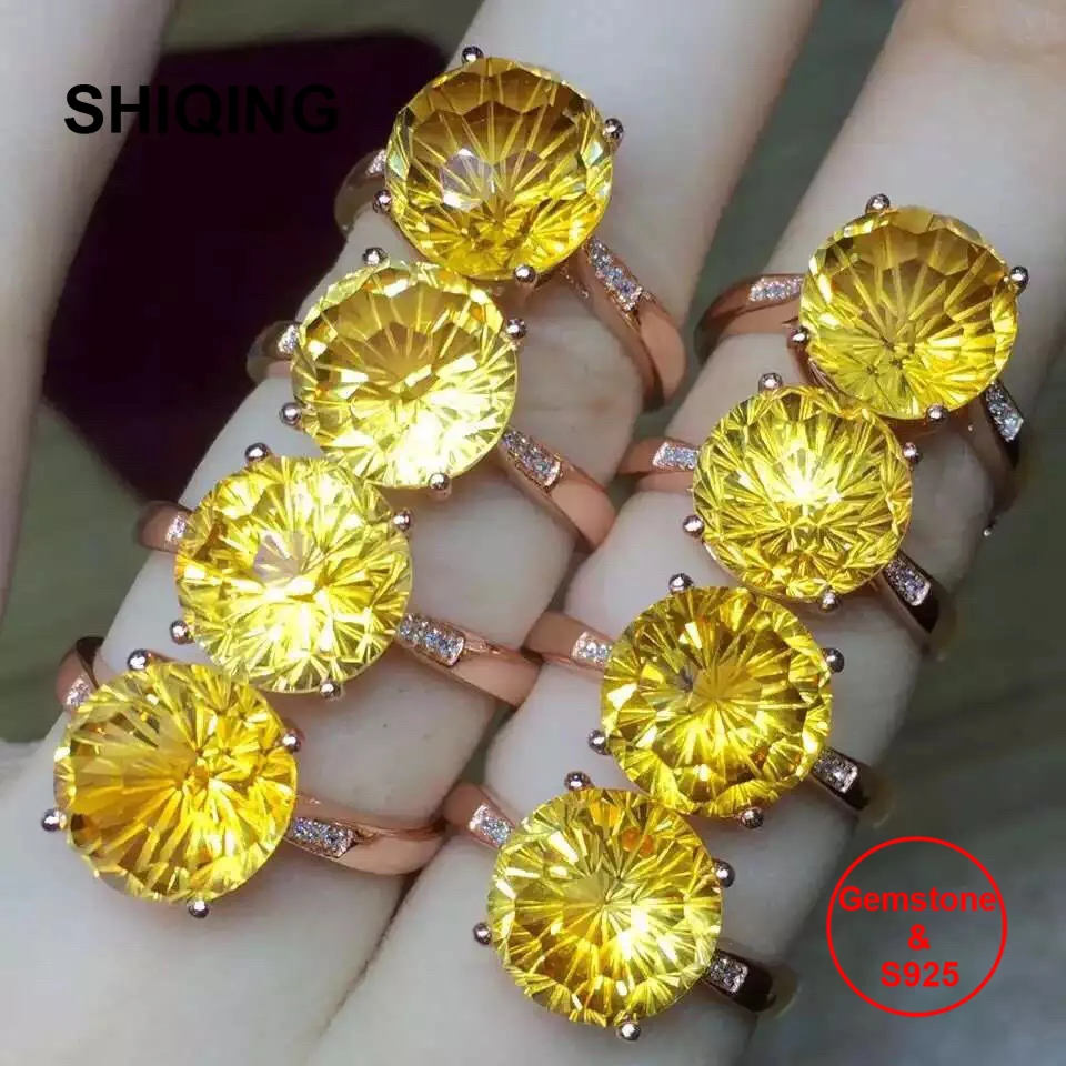 SHIQING VSS класс Бразилия Изящные Ювелирные изделия Настоящий натуральный цитрин S925