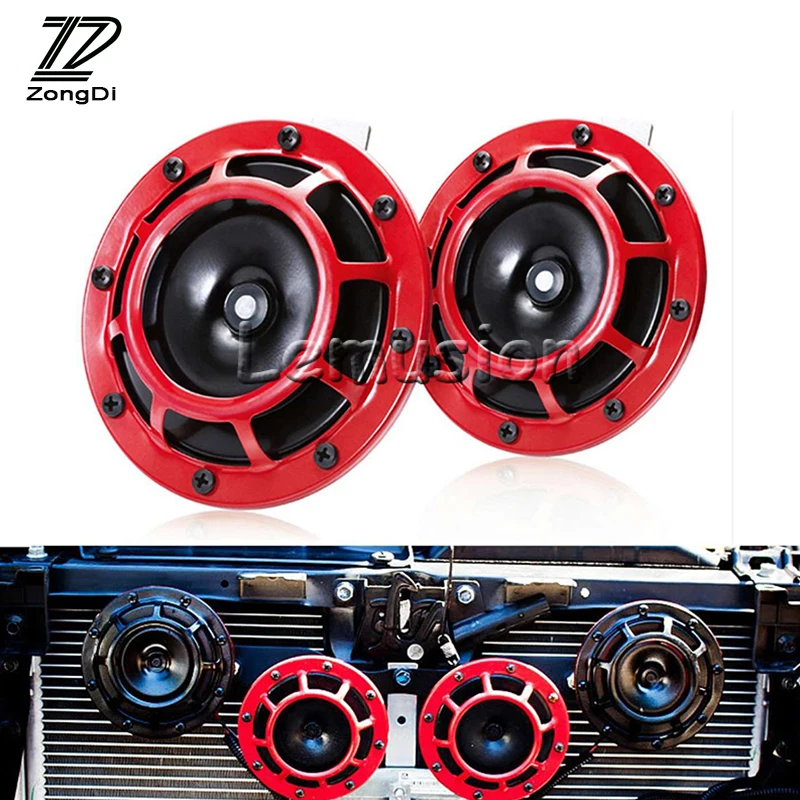 

ZD 1Pair Car Horn Red Electric Blast Tone Horn Kit car-styling For BMW E46 E39 E90 Audi a3 a6 VW polo Lada Mazda 3 6 Accessories