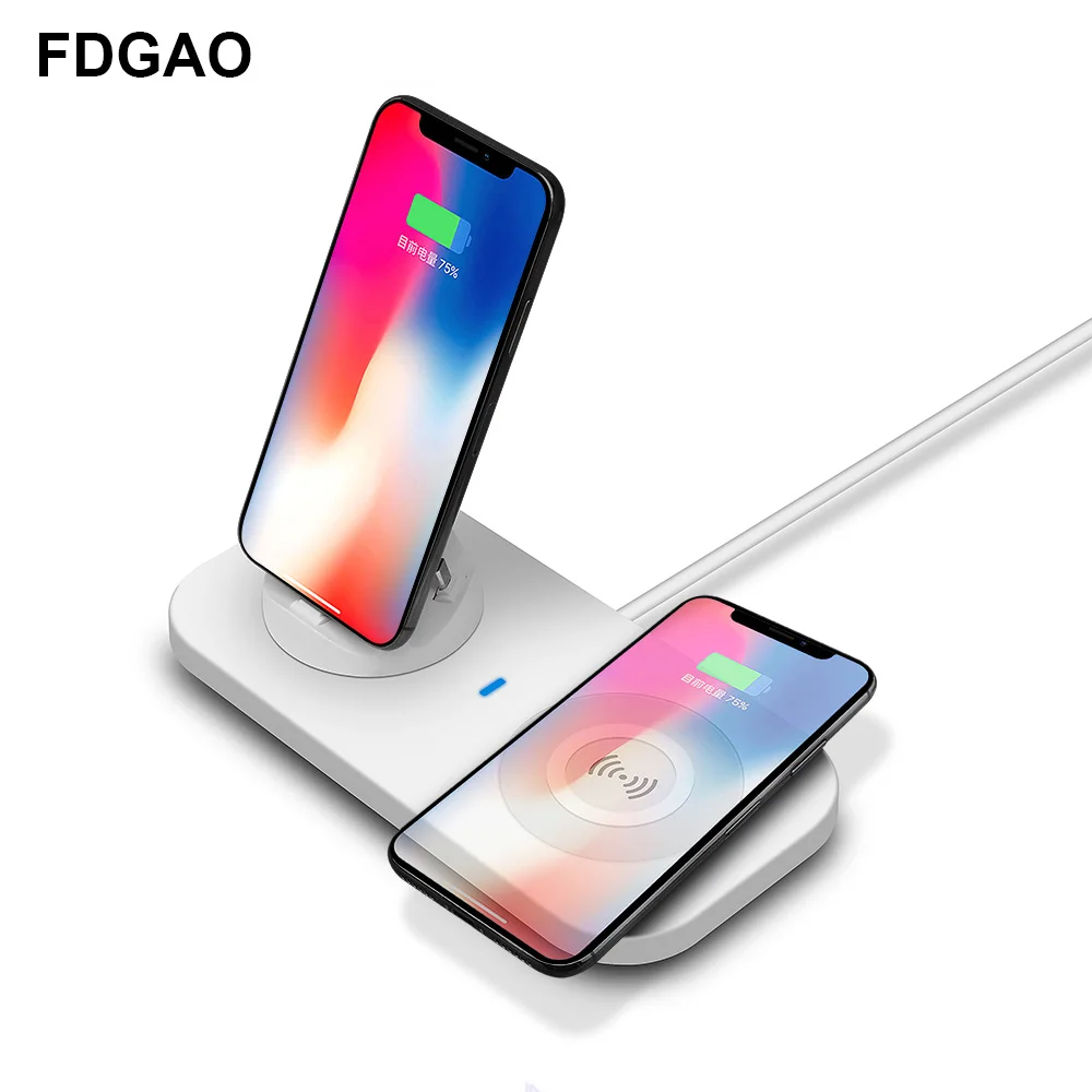 

FDGAO 3 in 1 Universal Wireless Charger Phone Holder USB Cable Type-C Charge Stand for iPhone XS Max XR X 8 Samsung Xiaomi