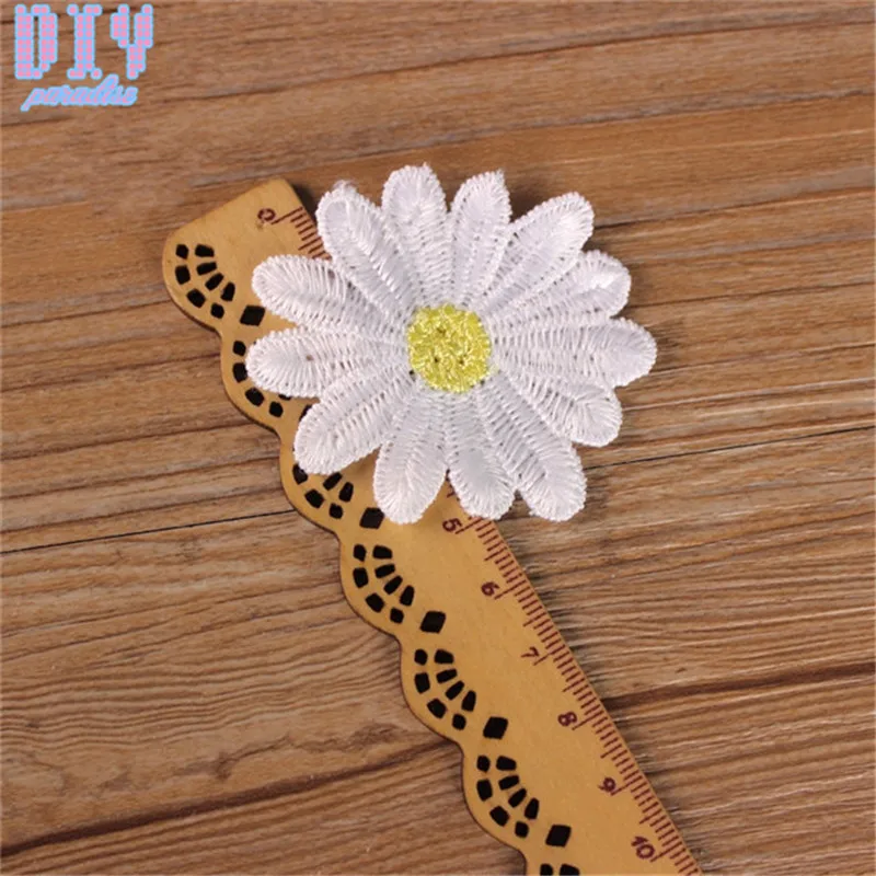Вышитая кружевная аппликация Цветы маргаритки|sew on flowers|applique embroidered flowerpatch flower |