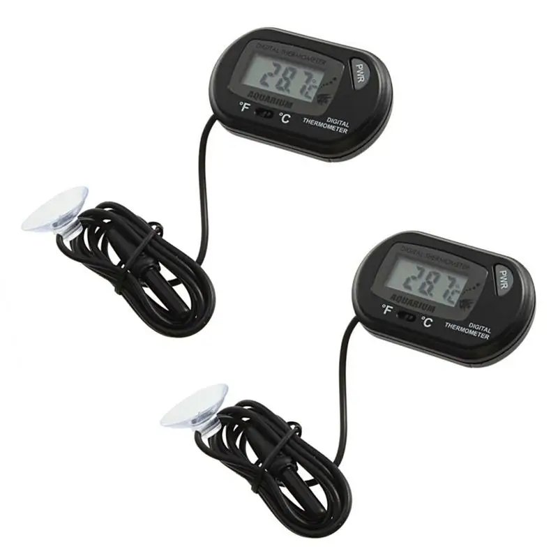 

LUOEM 2 Pcs Digital LCD Thermometer for Aquarium Fish Tank Vivarium Reptile Terrarium (Black)