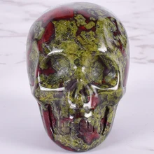 Дракон гелиотроп Череп Кристалл минеральный кварц камень Статуэтка-череп ручной резной кости фэн шуй целебная коллекция 2 дюйма