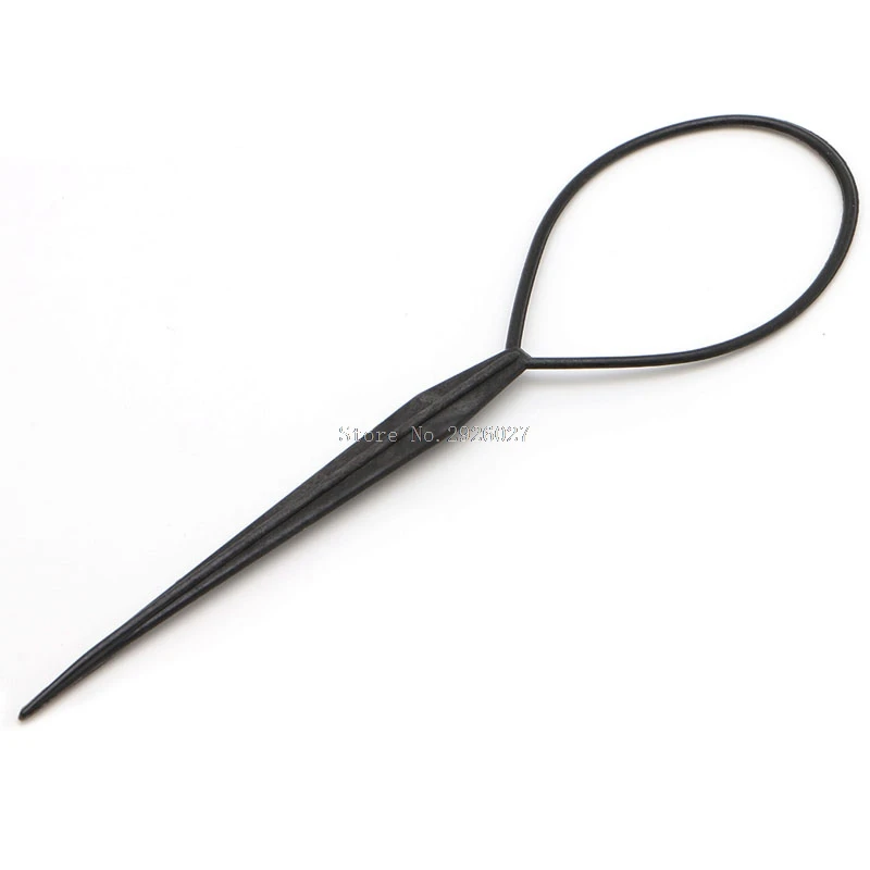 Hot 2Pcs Ponytail Creator Plastic Loop Styling Tool Black Topsy Pony Tail Hair Braid