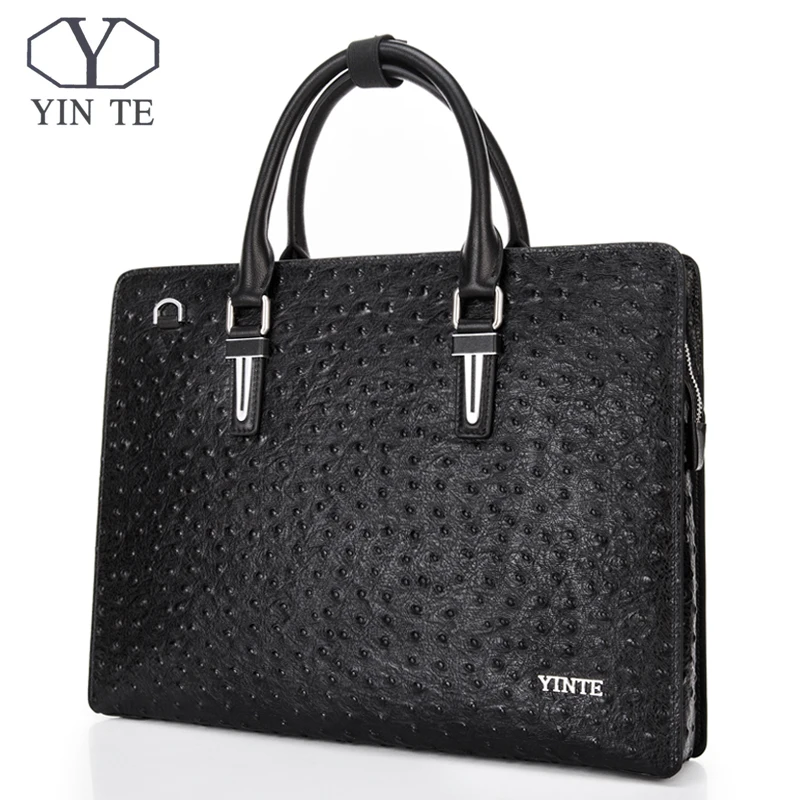 

YINTE Leather Handbag 13" Laptop Briefcase Men's Business Crossbody Bag Messenger/Shoulder Bags For Men Totes Portfolio H8511-4A