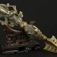 Хороший китайский старая бронза Коллекционные ручной резной слон Бог Статуя амулет украшения сада натуральная латунь