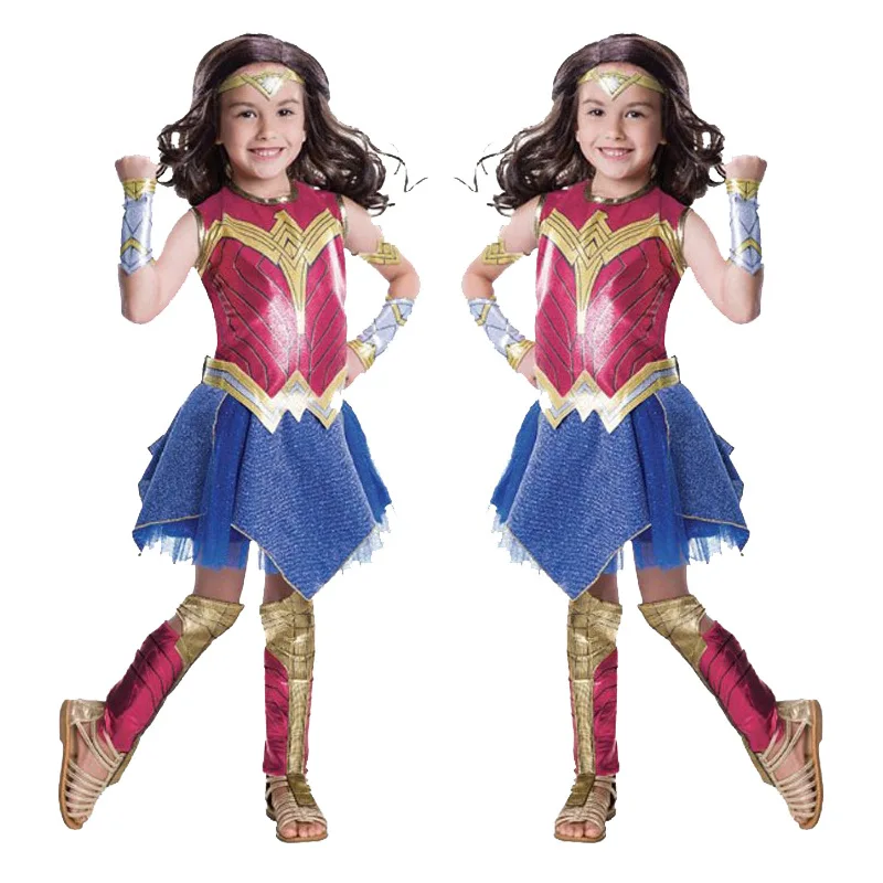 

2019 Birthday party princess Costume for baby Deluxe Child Dawn Of Justice Wonder Girls Halloween Costume for Kids Party Dress