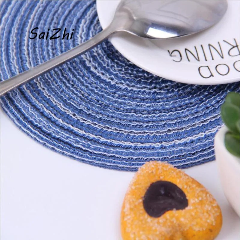 Home Mat Linen Insulation Pad Round Placemats Fashion Classic Table Pad Kitchen Accessories Decoration Home Pad Coaster QCA817