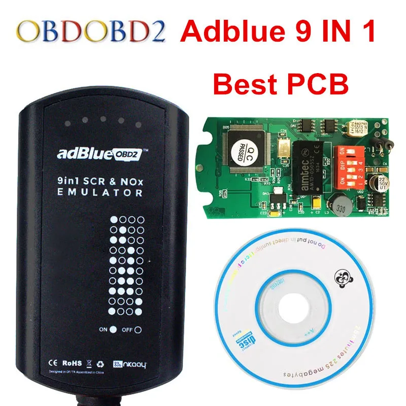 10 шт./лот Adblue 9 в 1 поддерживает EURO 4 & 5 с датчиком NOX Эмулятор коробка работает