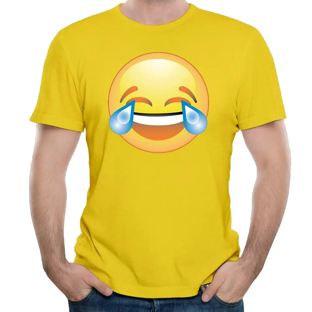 Laughing Tears Emoji Cotton Print O Neck Short Sleeve Customized Shirt ...