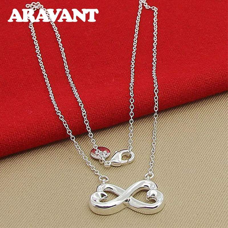 

925 Silver Charm Heart Necklaces For Women Long Necklace Jewelry Accessories
