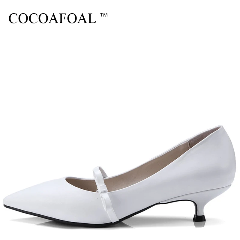 

COCOAFOAL Woman Office Career Pumps Cow Leather Gray Black White Fashion Sexy High Heels Shoes Butterfly Genuine Leather Pumps