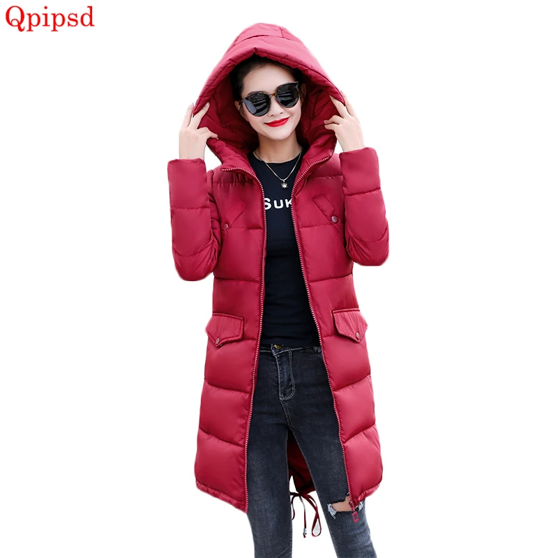

2018 women's winter hooded warm coat plus size candy color cotton padded jacket female long parka womens wadded jaqueta feminina