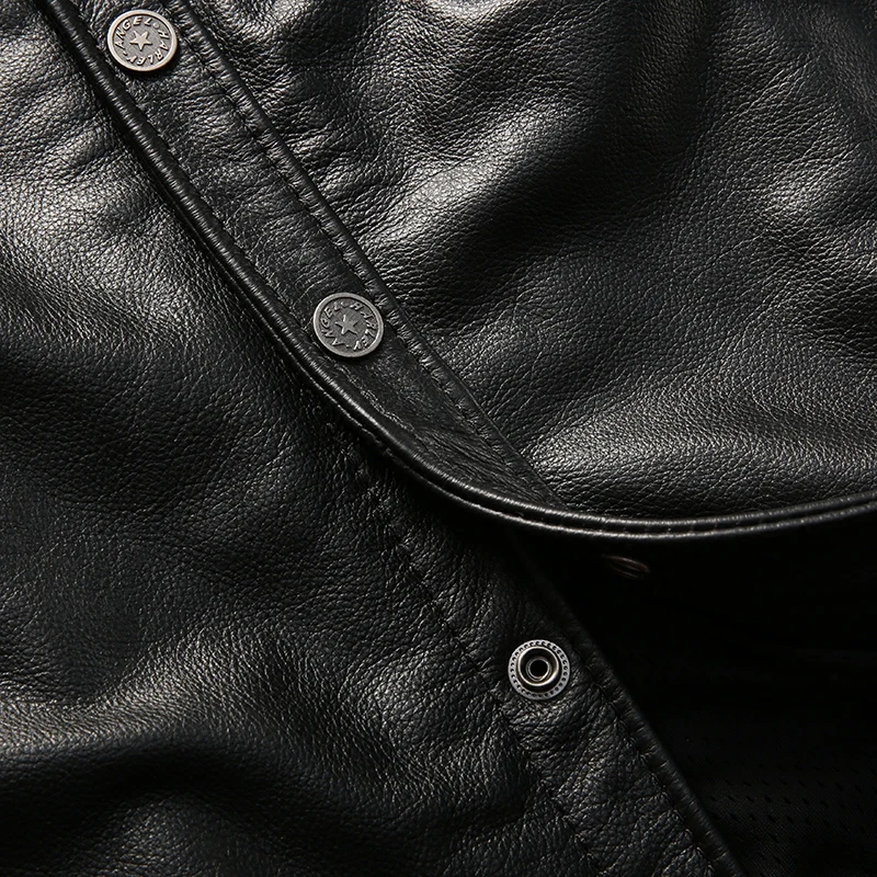 60% OFF new style men's cow leather mens logo coat cowhide genuine leather vintage rider jacket