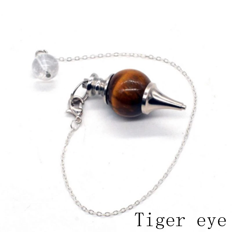 JOYA подарок Reiki Исцеление 7 Чакра натуральные камни Кристалл кварц маятник Лазурит ожерелье кулон для женщин ювелирные изделия - Окраска металла: Tiger eye
