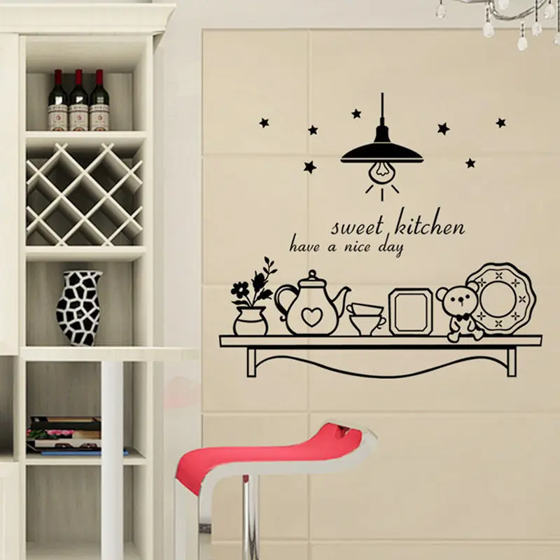 

Movable Sweet Kitchen Coffee stickers vinyl wall decals Art Mural Decoration Kitchen Cafe wallpaper F-121