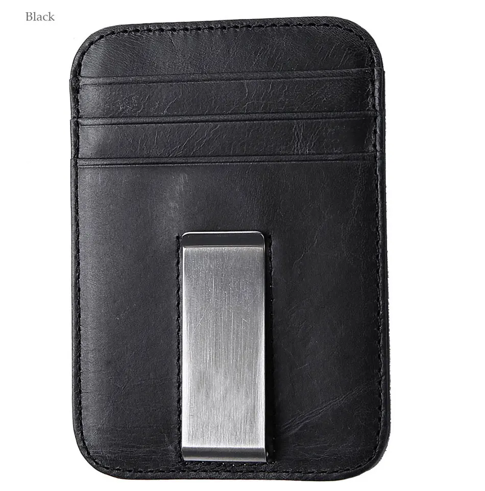 RFID кошелек из натуральной кожи с зажимом для денег, мужской кошелек для кредитных карт, мужской мини тонкий передний карман, держатель для ID, Женский чехол для визиток