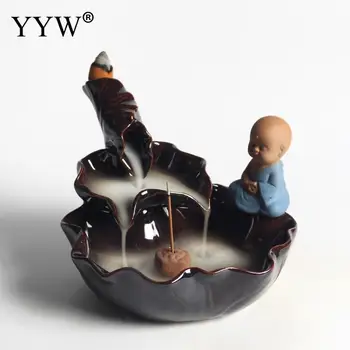 

Backflow Incense Stick Burner Waterfall Incense Stick Cones Holder Censer Aroma Smoke Burner Aromatherapy Cute Monk Home Decor