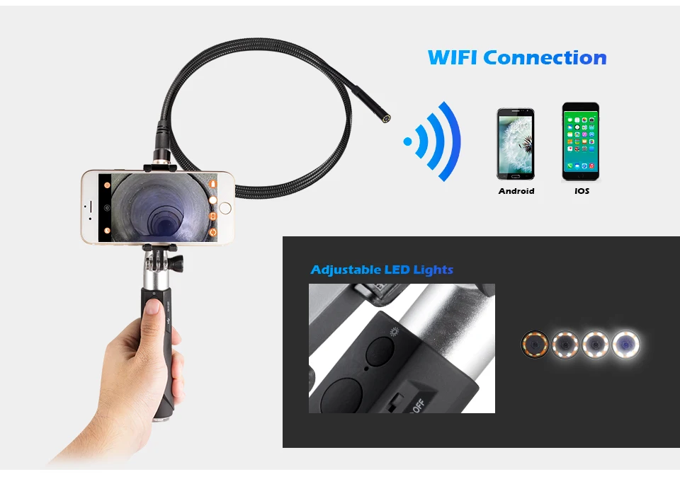 KERUI F110 Waterproof 1080P Handheld WIFI1M 3M Cable 8mm Endoscope Multipurpose Inspection Camera for Android IOS Phone